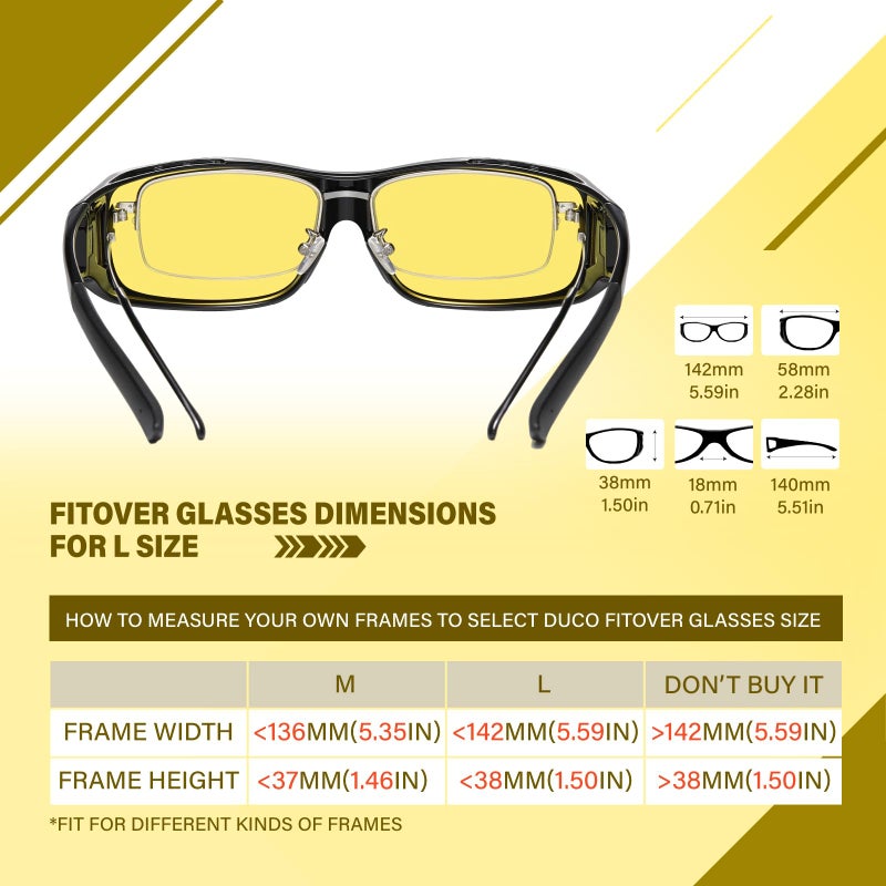 DUCO Night Driving Glasses Night Vision Glasses Fit Over Glasses for Men Women Polarized Anti-Glare Pro Yellow Lens 8953Y - Image 4